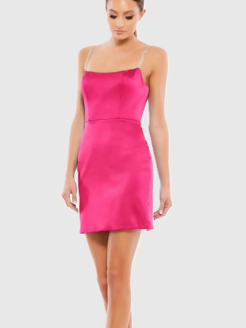 Mac-Duggal ❤️Strapless Fitted Cocktail Dress with Crystal Straps - Fuchsia